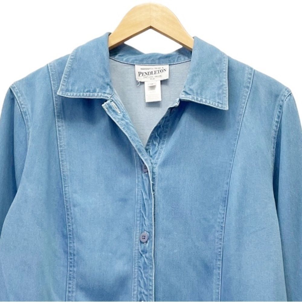 Pendleton Blue Button Down Shirt - image 6